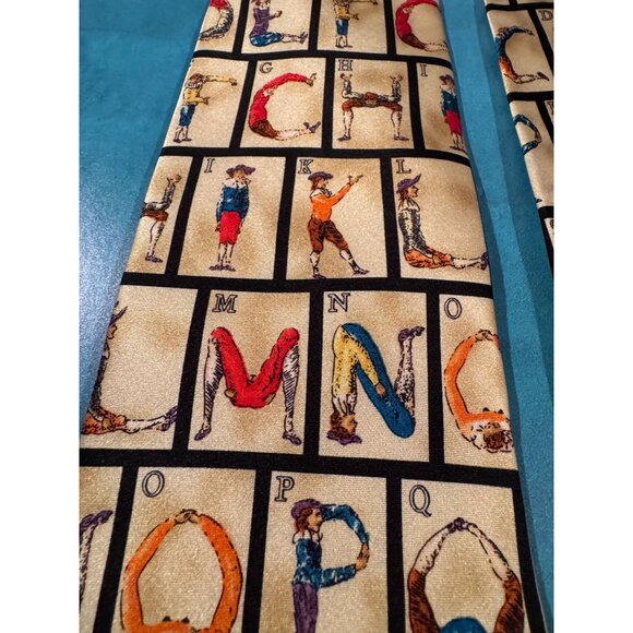 Vintage Museum Artifacts Tie ALL SILK with tag– 18th Century Colonial Alphabet ( - Picture 7 of 9